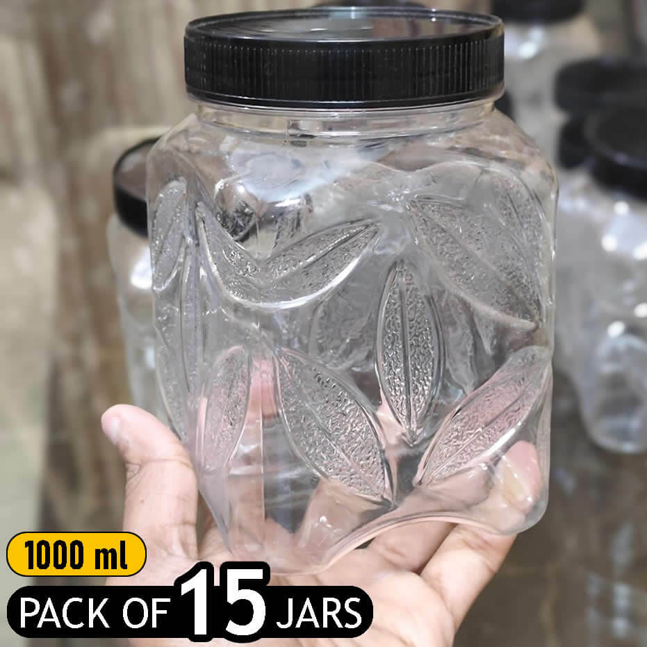 Leaf Jar 15 pcs Hard Pure Plastic 1000ml