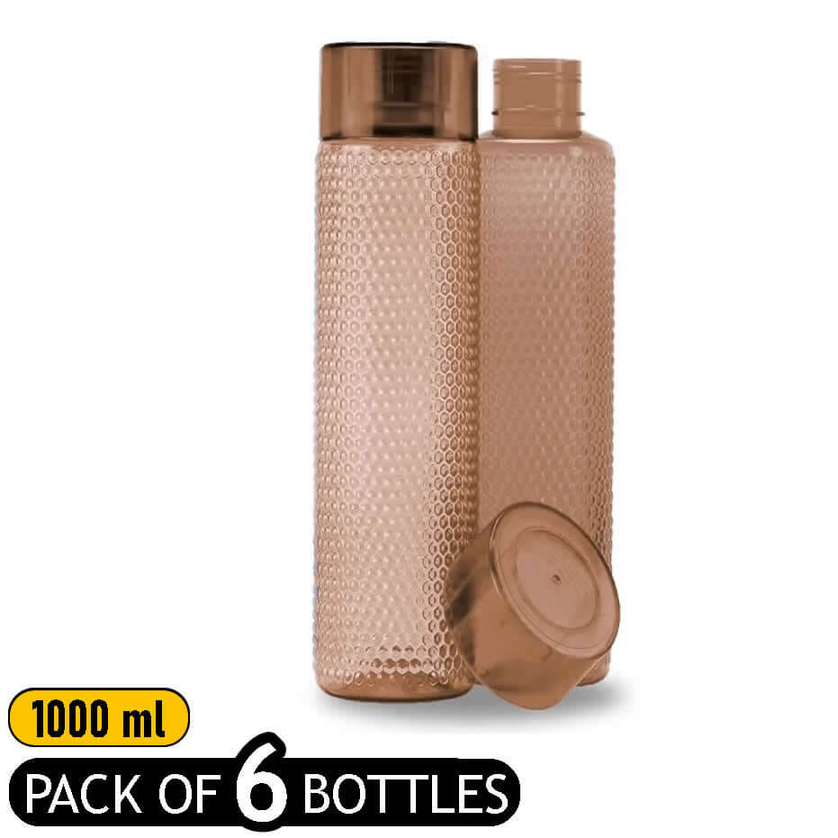 Pack of 6 – Bubbly Water Bottles – Pure Plastic – Brown